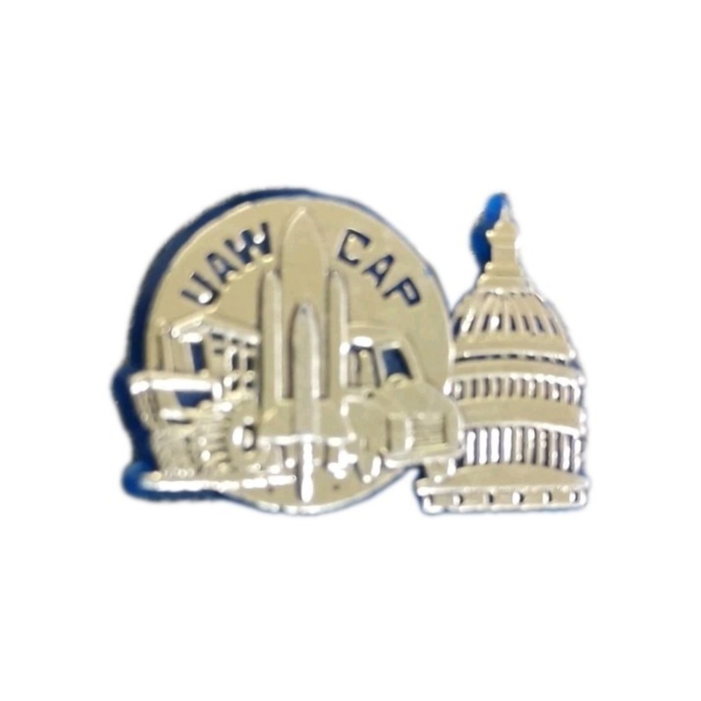 Vintage UAW CAP Union Lapel Hat Pin Community Action Program Space Shuttle